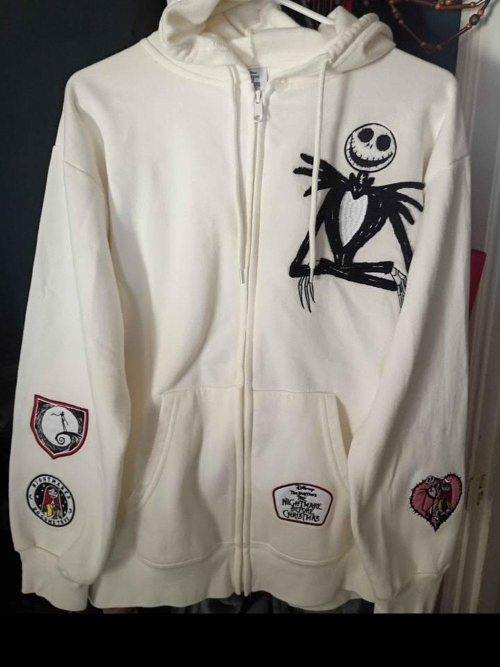 The Nightmare Before Christmas Jack Skellington White Zip Hoodie